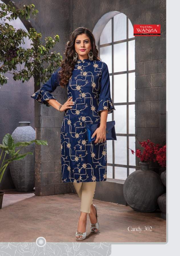Wanna Candy 3 Fancy Festive Wear Rayon With Embroidery Kurti Collection
